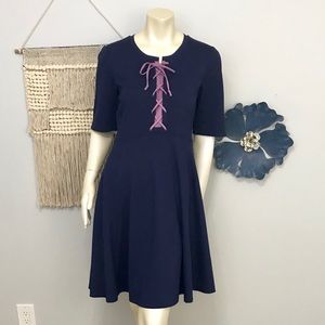 Anthropologie A-line laced front dress